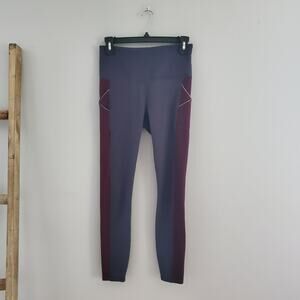 GAIAM Women's Gray Maroon Yoga Leggings Size S